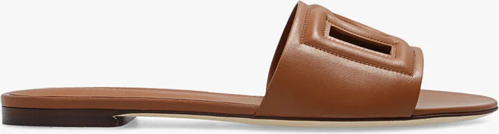 ‘Bianca’ Leather Mules, , - Brown