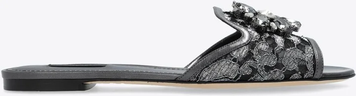 Bianca Lurex Lace Flat Sandals