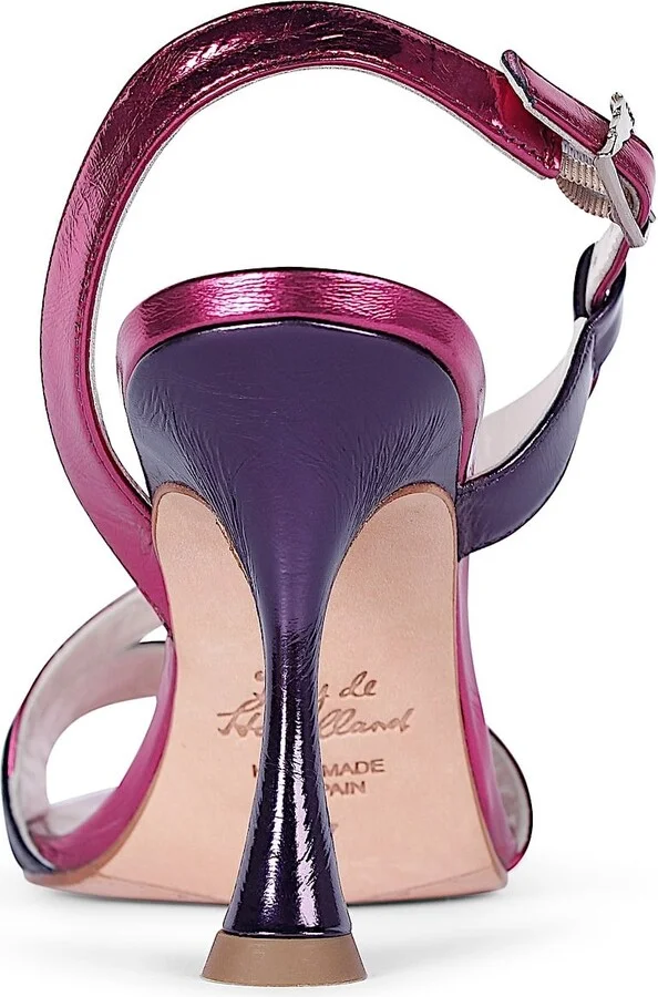 Bianca Pink Violet Flared Heel Sandals - Image 3