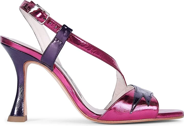 Bianca Pink Violet Flared Heel Sandals