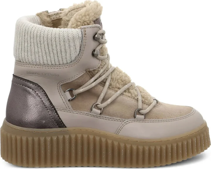 Bianca shearling lace-up ankle boots