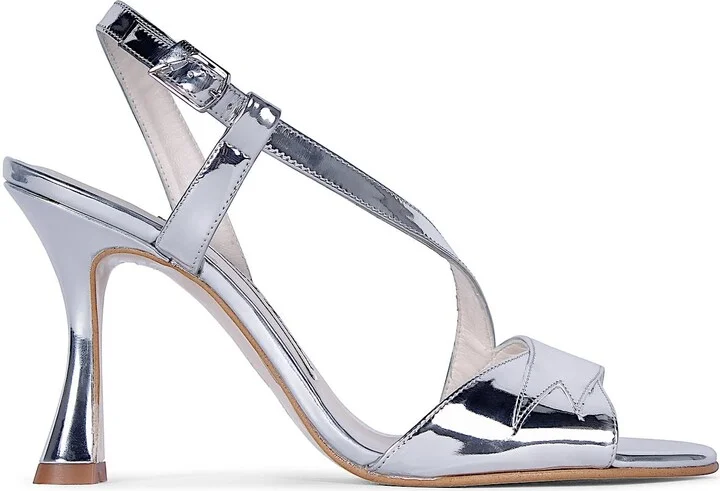 Bianca Silver Flared Heel Sandals