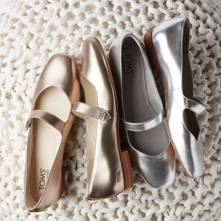 Bianca Silver Metallic Leather Flat - Image 2