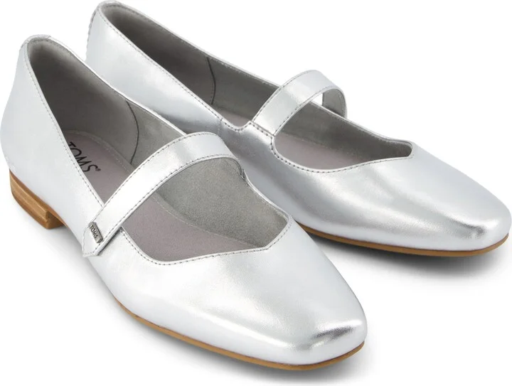 Bianca Silver Metallic Leather Flat - Image 3