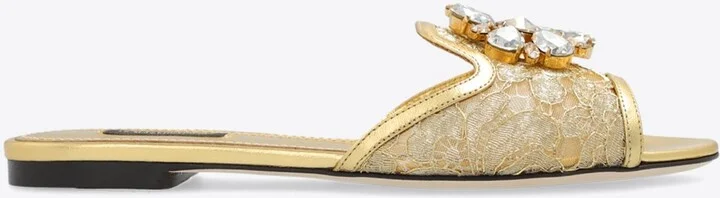 Bianca Taormina Lace Flat Sandals