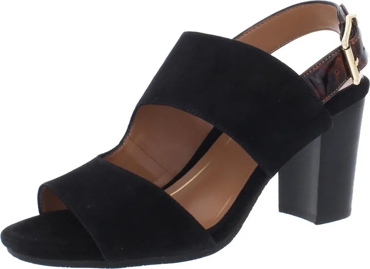 Bianca Womens Suede Ankle Strap Block Heels