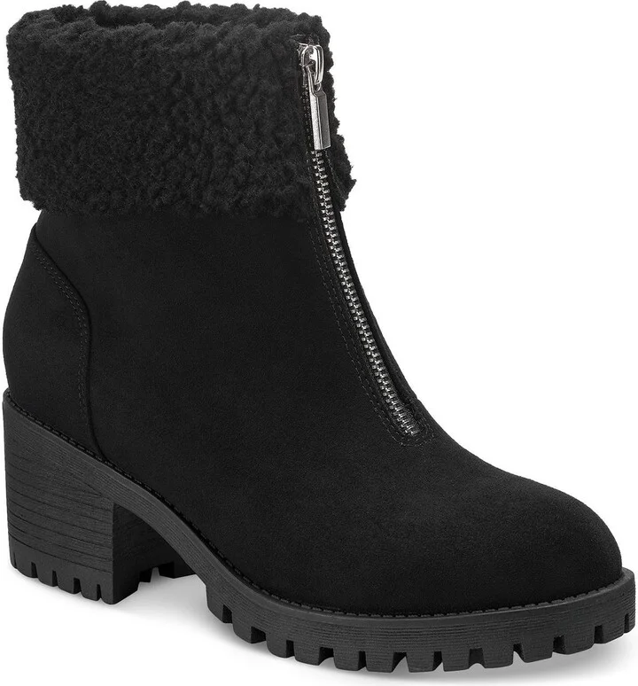Biancaa Womens Faux Suede Lug Sole Booties