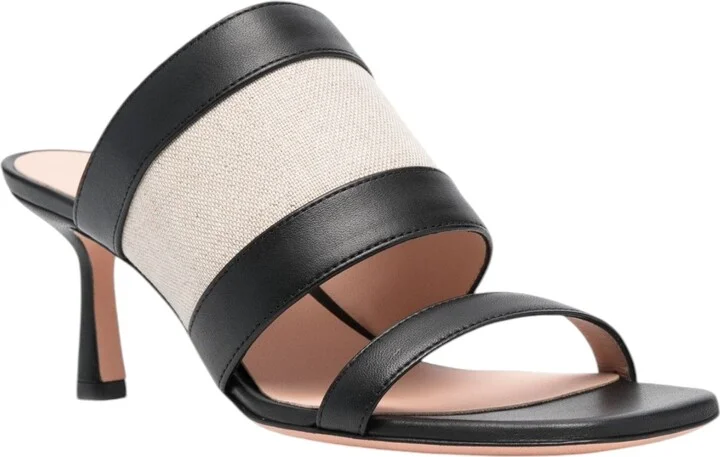 Bianka 6303513 Ladies Two-Tone Black Leather Mules