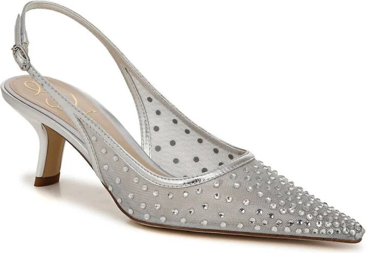 Bianka Mesh Slingback Heel In Soft Silver Mesh