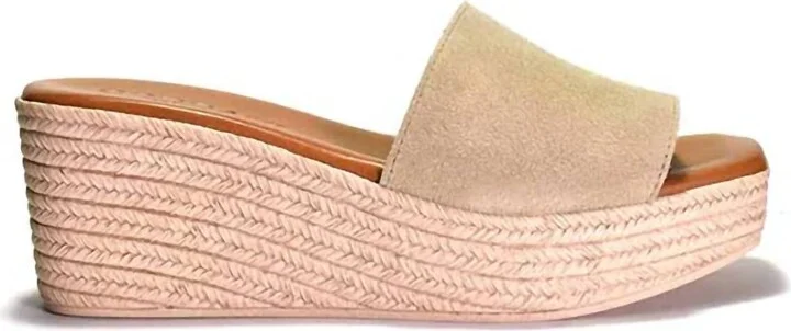 Bibi Espadrille Wedge Slide Sandal In Sand Arena Suede
