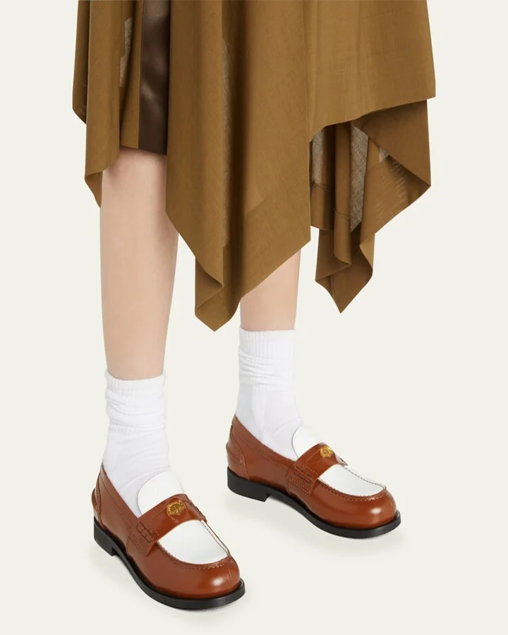 Bicolor Calfskin Penny Loafers - Image 4