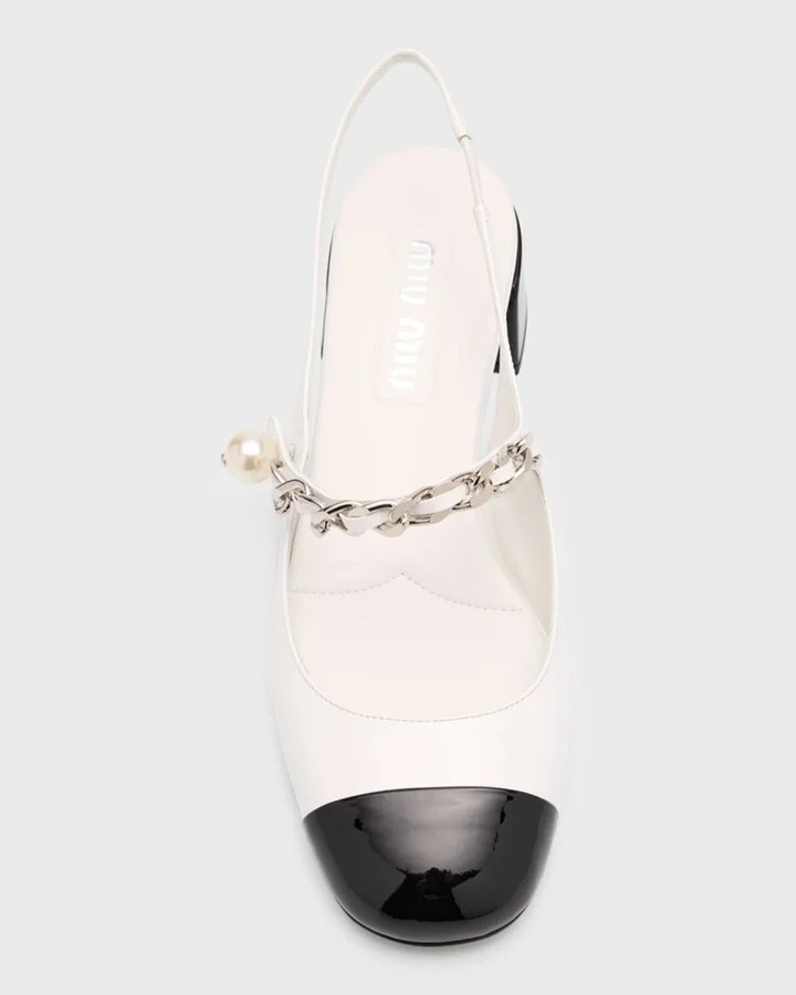 Bicolor Cap-Toe Mary Jane Pumps - Image 5