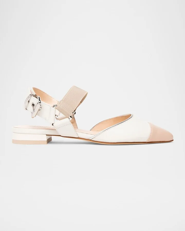 Bicolor Cap-Toe Slingback Flats
