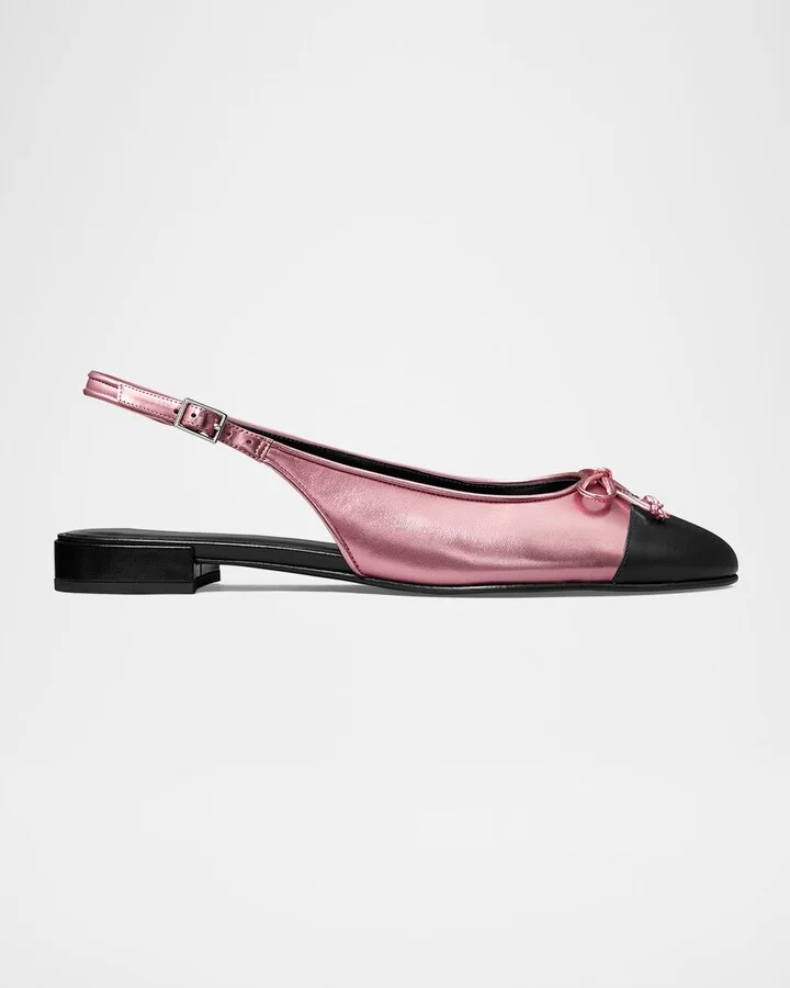Bicolor Cap-Toe Slingback Flats