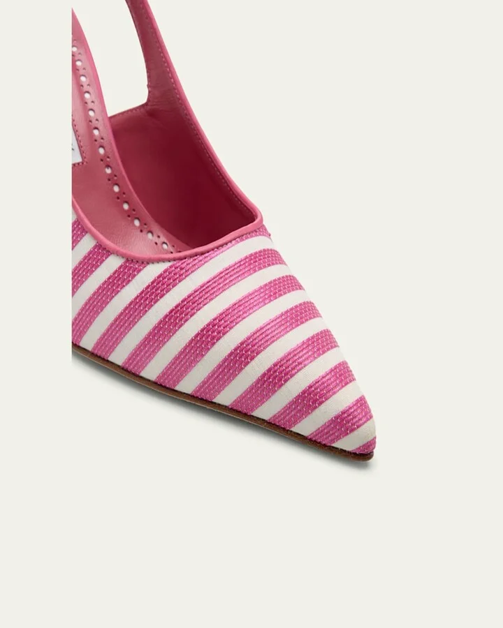 Bicolor Cotton Slingback Pumps - Image 2
