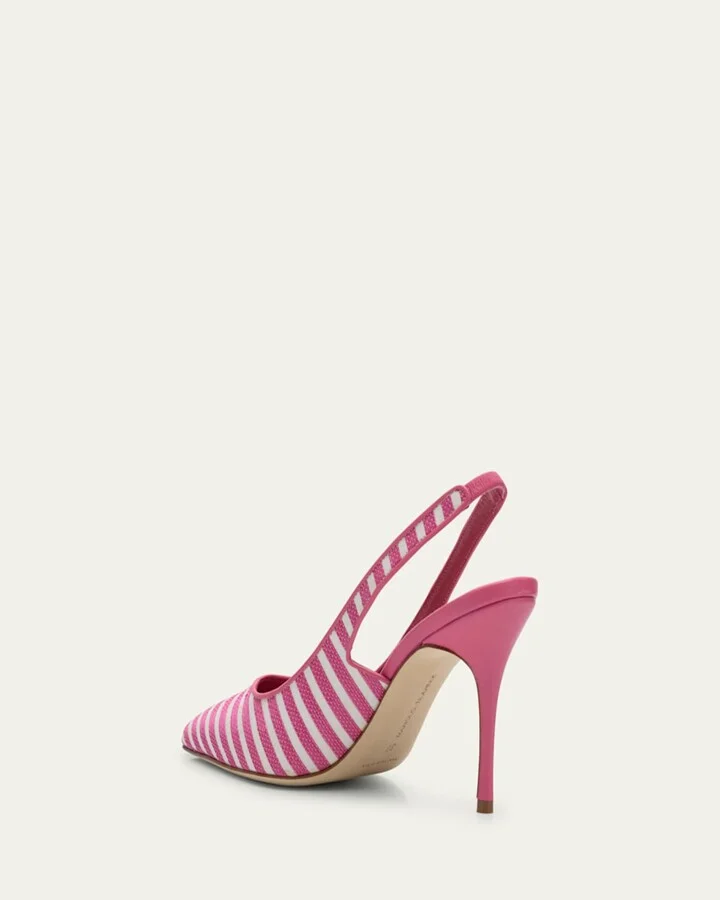 Bicolor Cotton Slingback Pumps - Image 3