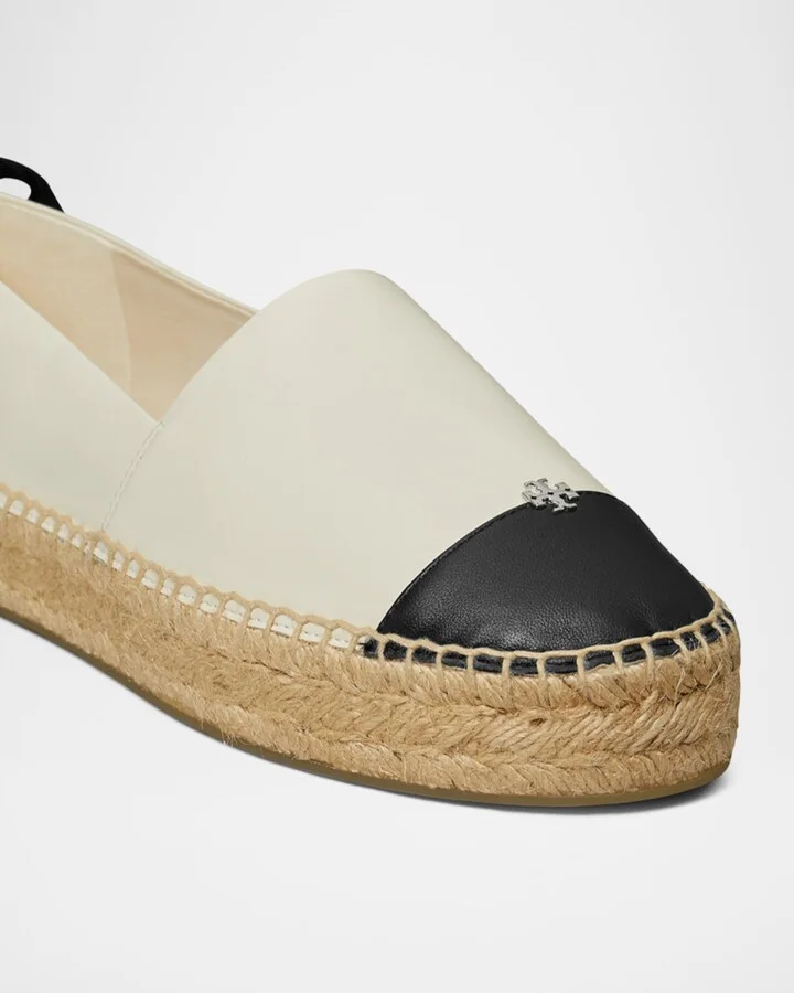 Bicolor Leather Ankle-Wrap Espadrilles - Image 3