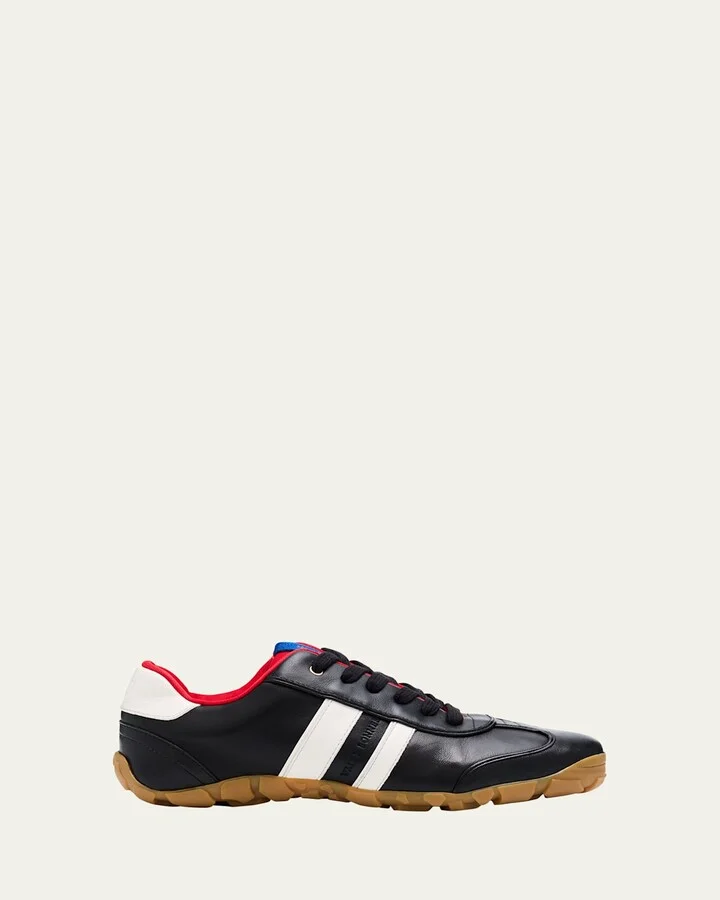 Bicolor Leather Lace-Up Sneakers