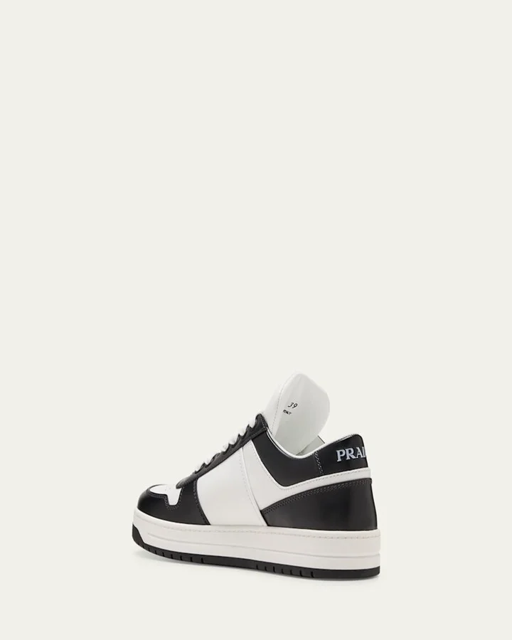 Bicolor Leather Low-Top Court Sneakers - Image 4