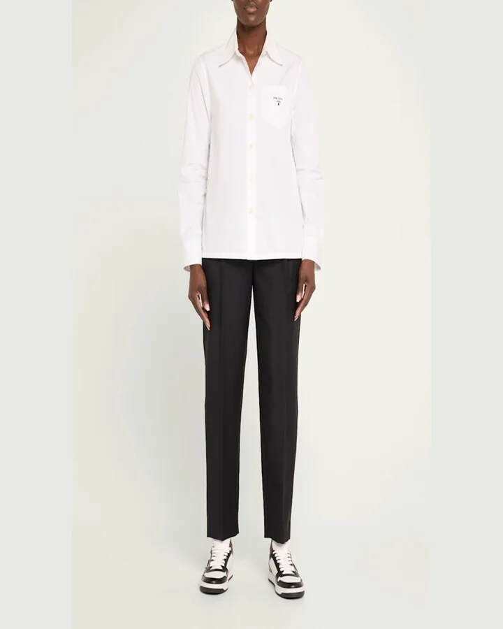 Bicolor Leather Low-Top Court Sneakers - Image 6
