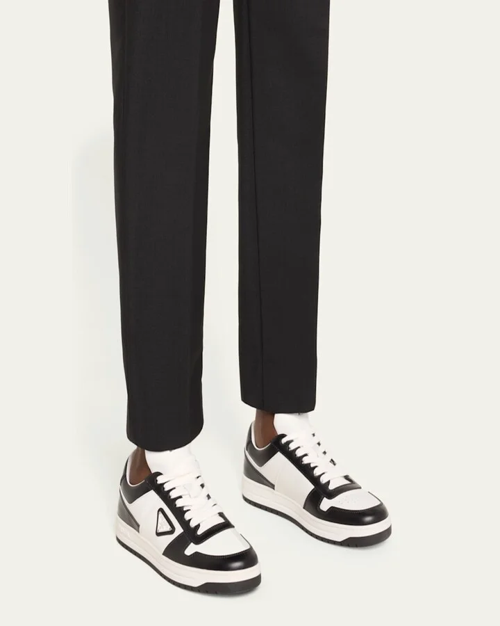 Bicolor Leather Low-Top Court Sneakers - Image 7