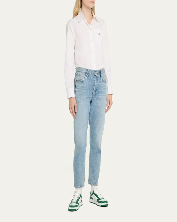 Bicolor Leather Low-Top Court Sneakers - Image 9