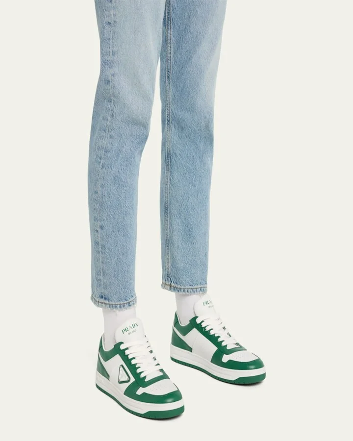 Bicolor Leather Low-Top Court Sneakers - Image 11