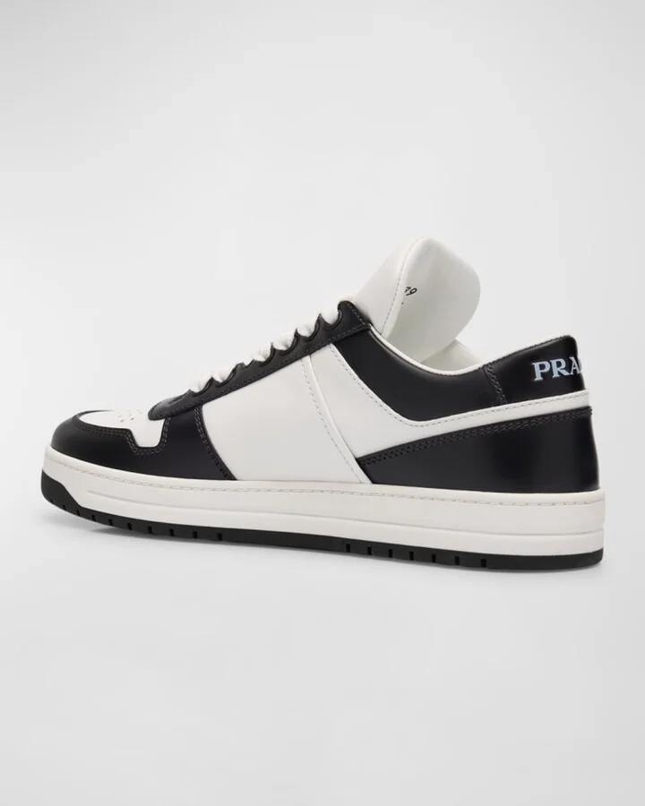 Bicolor Leather Low-Top Court Sneakers - Image 6