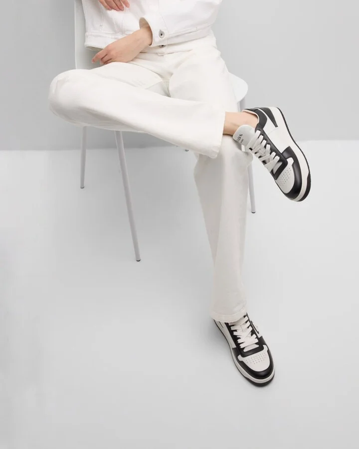 Bicolor Leather Low-Top Court Sneakers - Image 7