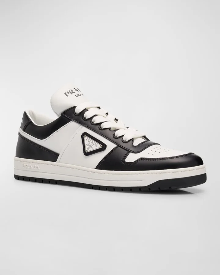 Bicolor Leather Low-Top Court Sneakers - Image 8