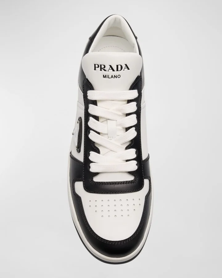 Bicolor Leather Low-Top Court Sneakers - Image 11