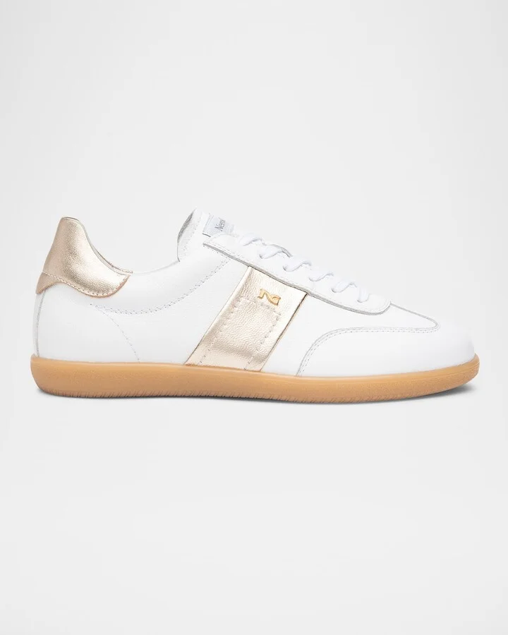 Bicolor Leather Low-Top Tennis Sneakers