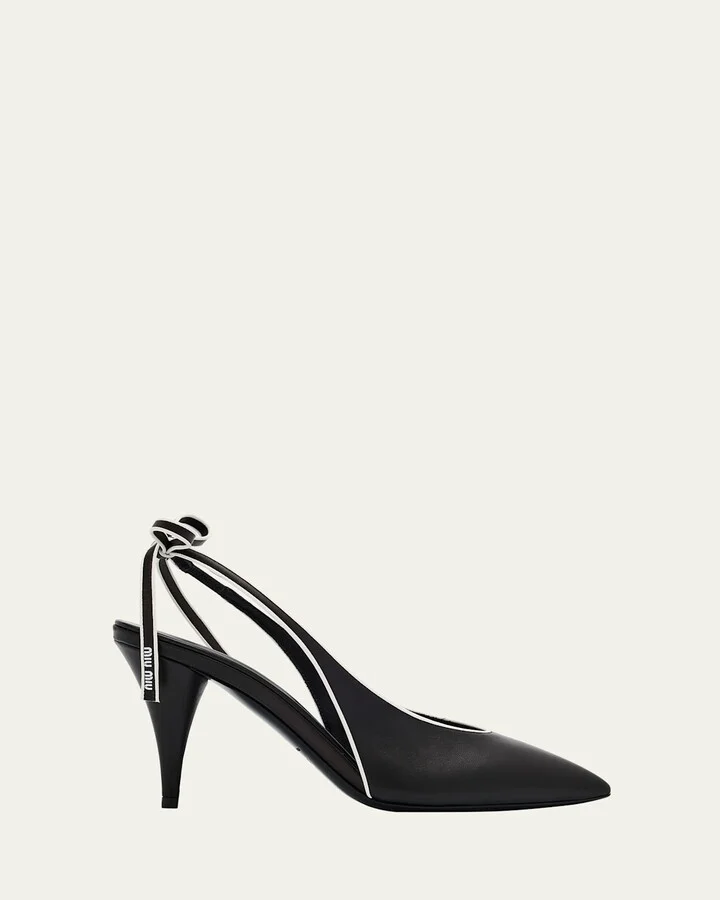 Bicolor Leather Slingback Pumps