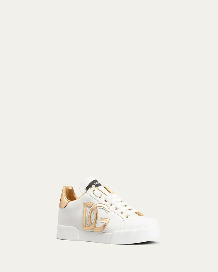 Bicolor Low-Top Leather Sneakers - Image 2