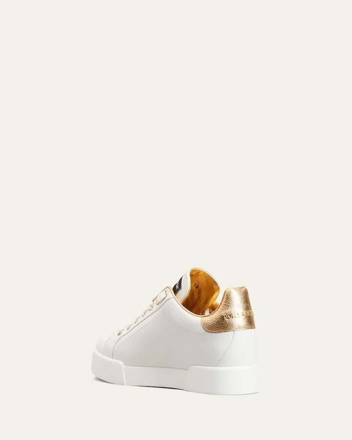 Bicolor Low-Top Leather Sneakers - Image 4
