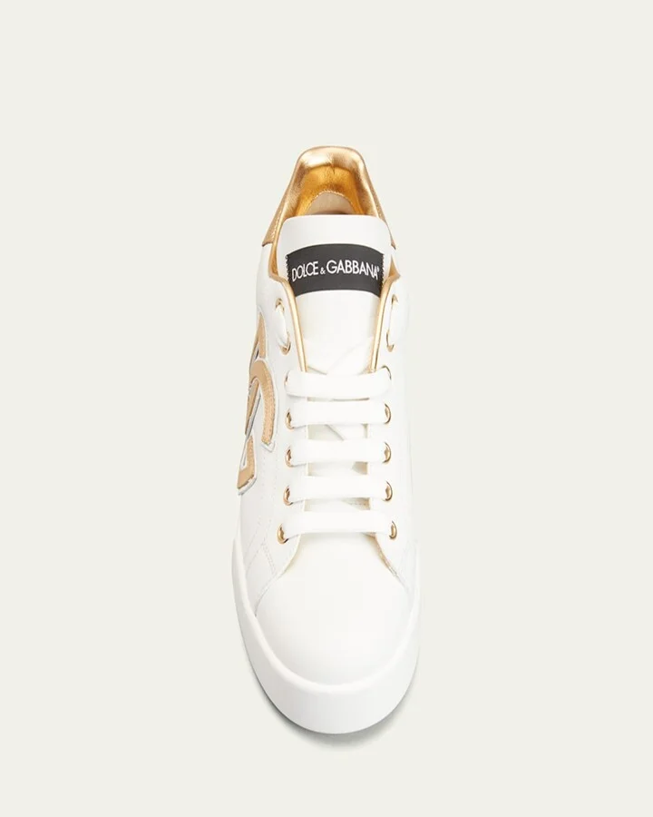 Bicolor Low-Top Leather Sneakers - Image 5