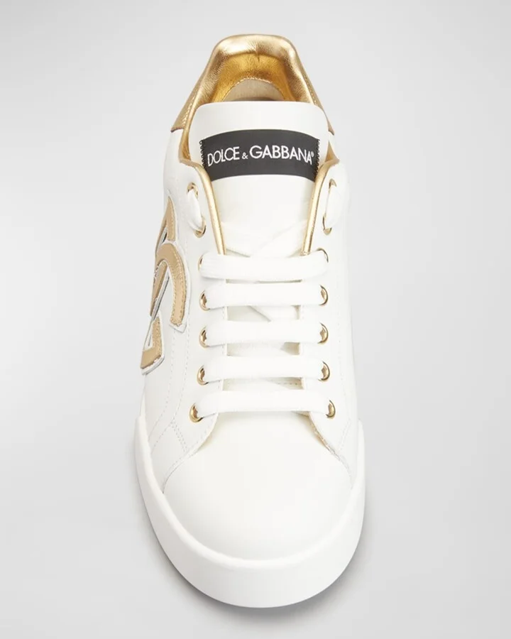 Bicolor Low-Top Leather Sneakers - Image 3
