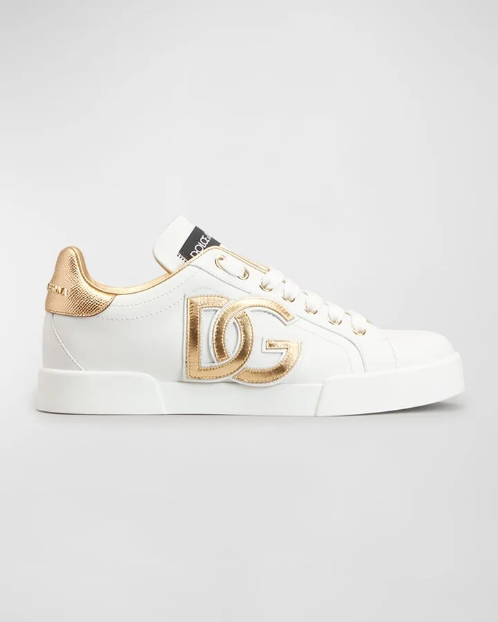 Bicolor Low-Top Leather Sneakers