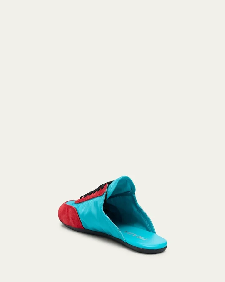 Bicolor Nylon Suede Mule Sneakers - Image 4