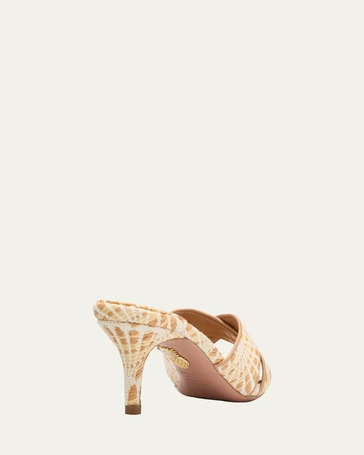 Bicolor Raffia Crisscross Slide Sandals - Image 3