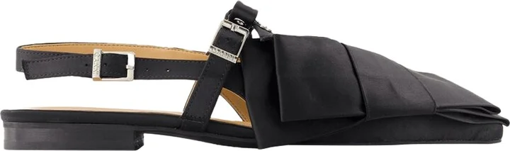 Big Bow Ballerinas - Ganni - Synthetic - Black