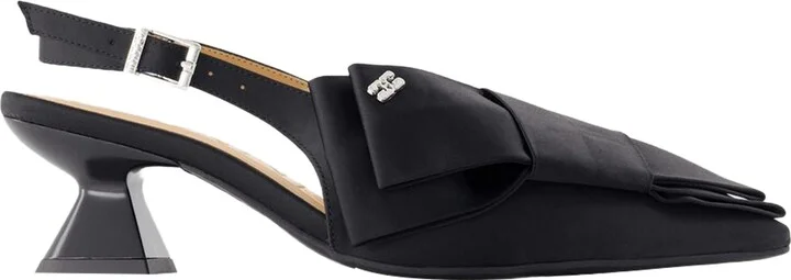 Big Bow Kitten Pumps - Ganni - Synthetic - Black