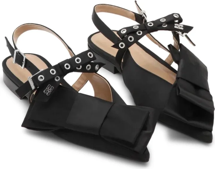 Big Bow Pointed Toe Slingback Flat