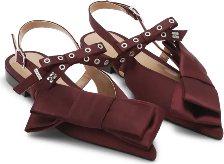 Big Bow Pointed Toe Slingback Flat