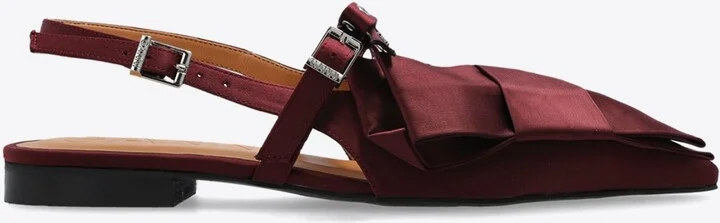 Big Bow Slingback Pointed-Toe Flats