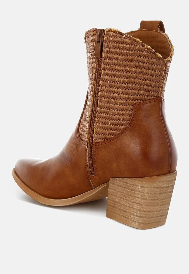 Big Mood Raffia & Faux Leather Cowboy Boots - Image 3