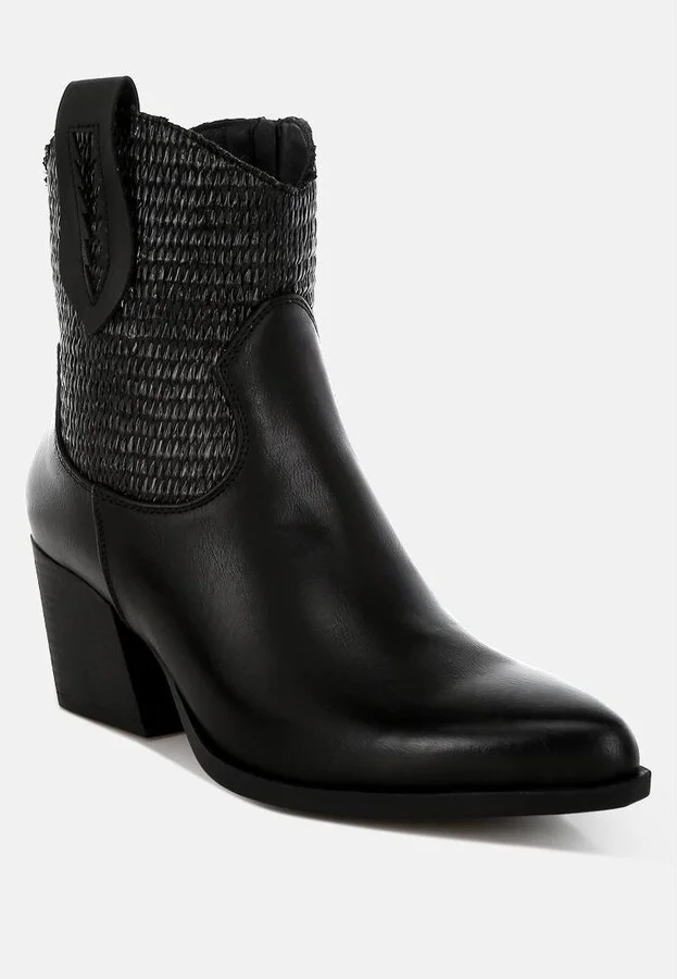 Big Mood Raffia & Faux Leather Cowboy Boots - Image 5
