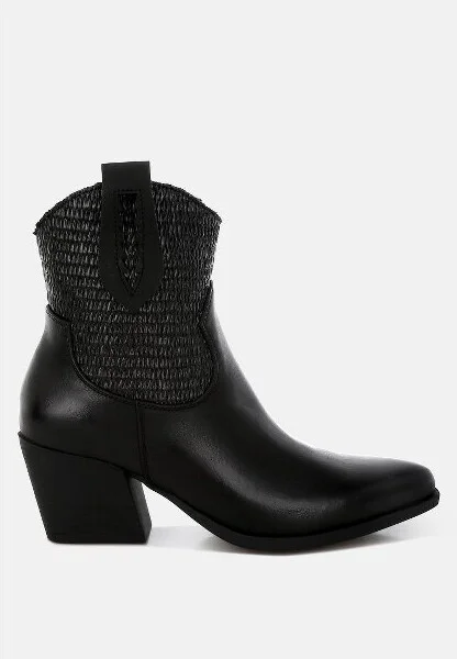 Big Mood Raffia & Faux Leather Cowboy Boots Women