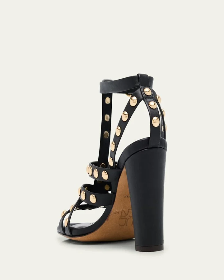 Bijou Studded Caged Block-Heel Sandals - Image 4
