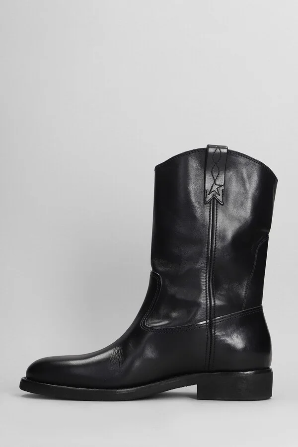 Biker Ankle Boots In Black Leather - Image 3